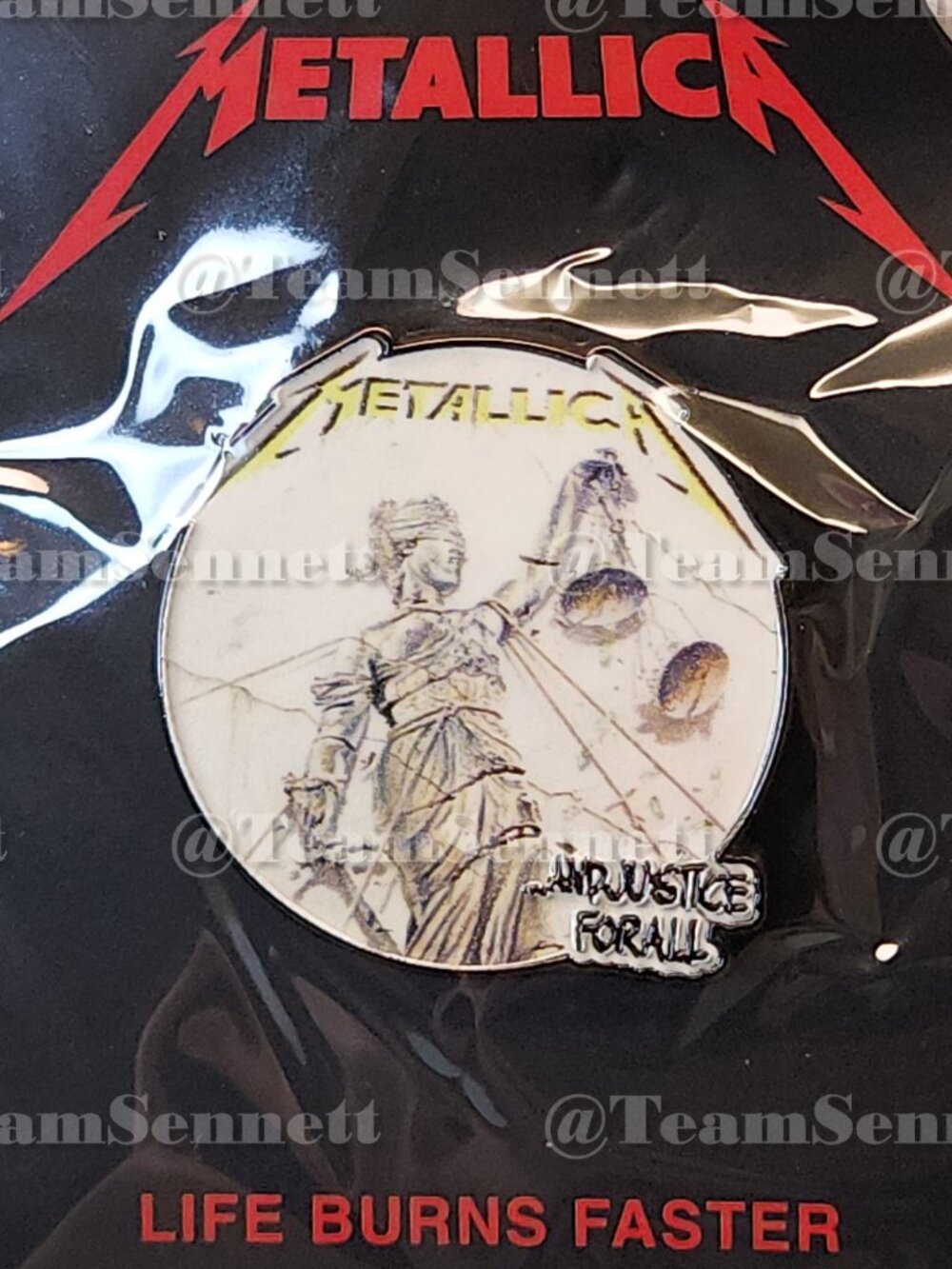 Metallica And Justice For All Enamel Pin / Life Burns Faster / Sphere Las Vegas